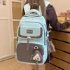 Bolsa de monedas de oso de color block de gran capacidad, elegante y simple, mochila escolar 25 modelo nuevo para niñas de secundaria y preparatoria