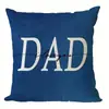 Funda de Almohada para el Día del Padre Cuadrada Lino Estilo Azul Funda de Almohada Sofá Oficina Cojín Lumbar Funda Regalo para Padre