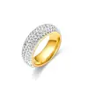 Anillo Popular Transfronterizo Europeo y Americano de Acero de Titanio con Diamantes de Cinco Filas para Mujer, Anillo de Diamantes Popular, Anillo de Diamantes para Pareja a la Moda, Joyería para Mano