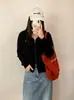 Cárdigan de punto con capucha y doble cremallera para mujer talla grande, colección otoño 2026, corte holgado, prenda exterior corta diseñada para disimular la figura