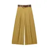 Fabricantes Mayoristas de Ropa para Mujer Transfronteriza Moda Europea y Americana Primavera y Verano 2026 Pantalones de Pierna Ancha Versátiles con Cinturón de Combinación Textura de Satén de Seda