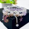 Estilo coreano calcedônia joias pulseira feminina pipoca pedra cristal pérola anel sereia cauda pingente pulseira namoradas joias moda