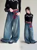 Jeans de Pierna Ancha para Niñas Primavera y Otoño 2026 Nuevo Estilo Holgados de Cintura Alta Modernos Casuales para Niños Mayores