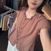 25915 Xin Da Ai Mei Yuan Verão 2025 Nova Versão Coreana Camisa Xadrez Única Jovem Moda Feminina