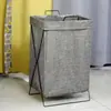 Cesta para Ropa Sucia de Marco de Hierro, Cesta de Lavandería Plegable Grande, Cesta para Ropa Sucia, Cesta de Almacenamiento de Tela de Algodón y Lino para Ropa