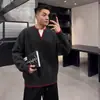 Suéter de punto con bloques de color estilo retro americano, cosido a mano, cuello en V para hombre, otoño e invierno, pesado, casual, holgado, cálido, versátil