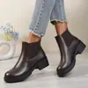 Botas Martin Estilo Británico Mujer Otoño Invierno Nuevas Punta Redonda Tacón Grueso Tacón Medio Botines Negros Botas Chelsea Venta al por Mayor