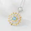 Nafoge joyería de plata al por mayor colgante de girasol con topacio natural incrustado moda para mujer colgante de plata de ley 925