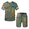Novo Conjunto Esportivo de Verão Forças Especiais da Ucrânia Conjunto de Camiseta de Manga Curta com Shorts Roupa Esportiva Camuflada