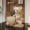 Porta-Canetas Ornamentado Urso Violento Desenho Animado Estilo Luxo Leve para Escritório Armazenamento de Mesa Decoração de Urso Estudante Volta às Aulas
