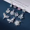 Prata Alto Retenção de Cor Floco de Neve de Diamante Cauda de Peixe Pingente Acessórios Liga Anti-Perfuração Borboleta Cauda de Peixe Pingente DIY Pulseira