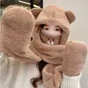 Chapéus de Outono e Inverno para Mulheres, Máscaras de Urso Fofas, Capuzes, Espessos e Quentes, Chapéus de Lã de Inverno, Chapéus Lei Feng Atacado