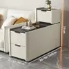 Mesa Auxiliar de Sofá de Lujo Ligero Sala de Estar Madera Maciza Hogar Gabinete Lateral Multifuncional Gabinete Estrecho Pequeño Ultra Delgado Gabinete de Almacenamiento Simple