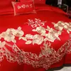 2026 Novo Algodão Puro Fio 40 Novo Estilo Chinês Bordado Casamento Conjunto de Várias Peças
