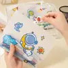 Bolsa de Documentos de Astronauta Desenho Animado, Bolsa de Armazenamento de Material Escolar Estilo Zíper de Astronauta, Bolsa Transparente à Prova d'Água para Informações de Provas de Estudante