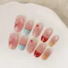 Adesivos de Arte para Unhas Impressos Oval de Comprimento Médio em Formato de Estrela Colorida, Adesivos de Unha Pré-Fabricados Cartoon Doces e Fofos