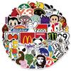 50/2 novo personalizado dos desenhos animados marca de moda graffiti adesivos de skate do telefone móvel bagagem à prova d' água sem adesivos de cola