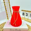 Jarrón Rojo de Año Nuevo Lujo Ligero Adorno de Arreglo Floral Jarrón Rojo Festivo de Boda Decoración de Escritorio para Sala de Estar Jarrón