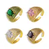 Estilo britânico Nova entrada Luxo Moda Material de cobre Jóias Micro-incrustado Super Flash Group Anel de diamante Celebridade da Internet Elegante Anel All-match
