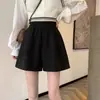 Nuevos Shorts de Lana con Cintura Elástica Cielo Estrellado 2026 para Mujer, Otoño e Invierno, Negro, Cintura Alta, Adelgazantes, Línea A, Pierna Ancha, Casual
