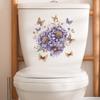 Pegatinas de pared autoadhesivas para baño, diseño de mariposa y flor morada, venta al por mayor, HY-M388