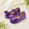 Sapatos Mary Jane de Veludo Vintage com Laço para Meninas, Sapatos Infantis para Festa de Feriado e Apresentação, Sapatos Macios de Princesa Suaves