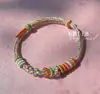 Pulsera Roja de Hilo Tejida a Mano con Flor de Durazno para Mujeres y Hombres, Se Puede Usar con Accesorios de Cuentas de Transferencia Doradas
