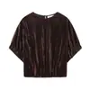 Ropa de Mujer al por Mayor Transfronteriza Invierno 2025 Nuevo Estilo Europeo y Americano Cuello Redondo Estilo Globo Top de Terciopelo