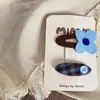 Nueva Pinza para el Cabello de Niña con Lazo de Cuadros Azules y Flor, Pinza Lateral, Pinza para el Flequillo
