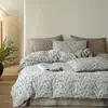 Juego de Ropa de Cama Jacquard Lavado de Alta Gama de 60 Hilos, Cuatro Piezas, Sábana Bajera de Algodón Puro, Funda de Edredón, Juego de Cama de Tres Piezas, Estilo para Todas las Estaciones