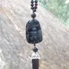 Colgante para coche de venta caliente esmalte exquisito obsidiana tres reinos Guan Gong colgante para coche venta caliente accesorios para coche adornos de ágata negra de imitación