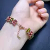 Pulseira de Turmalina Pura Natural com Cravação em Prata Esterlina S925, Cristais Limpos, Boa Cor, Pedra Principal 4*6mm