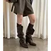 2026 Novas Botas Longas Femininas Retrô Francesas Bico Fino Salto Bloco Afuniladas Botas de Cavaleiro Salto Alto Acima do Joelho