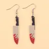 Brincos de Faca de Cozinha Manchada de Sangue de Acrílico para Halloween para Mulheres, Acessórios de Orelha Peculiares Estilo Gótico