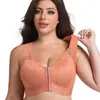 Sujetador de Encaje Inalámbrico con Broche Frontal Transfronterizo y Copas Fijas, Sujetador Push-Up Tallas Grandes para Mujer, Sujetador Talla Grande al por Mayor