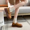 Sapatos Birkenstock Femininos com Solado Grosso para Aumentar a Altura 2026 Outono Novo Slip-On Mocassins Casuais Retrô