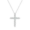 Colar Cruz de Prata Esterlina S925 Feminino Francês Simples Acessível Design de Luxo Pingente Totalmente Diamantado Venda Quente Transfronteiriça Corrente da Clavícula