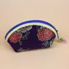 Bolsa de Moedas Bordada com Zíper Estilo Chinês Clássico Padrão de Flores em Tecido Porta-Moedas Bordado Bolsa de Armazenamento Conveniente