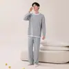 Algodão LyocellPijama Masculino Primavera e Outono Manga Longa Calça Longa Casual Pode Ser Usado Fora Solto Tamanho Grande Roupa de Casa Pode Ser Usado Fora