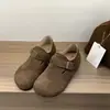 Sapatos macios de couro, de tamanho pequeno, com sola grossa e que aumentam a altura, para mulheres, novo estilo 2026, mocassins de calçar, saltos plataforma, bico redondo