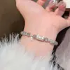 Bolsa de Plata Pura 99 con Gato Baguette Piedra Lunar Gris Natural Pulsera de Cuerda Elástica para Mujer Nicho Lindo Casual Versátil Joyería Animal