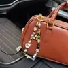 Corrente de Celular com Contas de Cristal para Sapatilha de Ballet com Pingente de Coração de Strass e Pérola, Chaveiro String de Contas de Coração Delicado para Bolsa