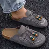 Zapatos casuales para mujer 2026 estilo nuevo de verano sandalias planas retro borla con cuentas chanclas Birkenstock de punta cerrada para pareja