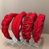 Diadema Negra Flocking Plisada Moda Terciopelo Cristal Diamante Completo Diadema Año Nuevo Rojo Navidad 2025 Otoño e Invierno Hebilla para la Cabeza