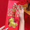 Llavero Dorado con Diseño "Hazte Rico al Instante", Colgante del Año del Caballo, Dijes para Bolsos de Oro Puro, Llavero, Pequeño Regalo de Año Nuevo al por Mayor