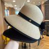 Sombrero de paja de ala grande con protector solar para mujer, sombrero de playa de viaje de verano, sombrero de copa plegable con cola de caballo y protector solar, sombrero para el sol