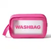 Bolsa de tocador y maquillaje rosa Toiletry Bag Bolsa de almacenamiento de viaje Asa portátil Almacenamiento de gran capacidad PVC Juego de tres piezas grande, mediano y pequeño