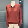 Suéter de punto con solapa para mujeres de mediana edad y mayores, ropa de mamá, primavera y otoño, top elegante y noble, prenda exterior roja, capa base holgada