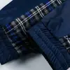 Beijie Moda Masculina 2026 Primavera Nova Jaqueta Patchwork Xadrez com Gola Alta Marca Tendência Masculina Casaco Par Casal Solto