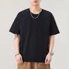 Roupas Masculinas Fengshe / Camiseta Masculina de Manga Curta Pesada 260g, Novo Estilo de Verão, Corte Amplo, Gola Redonda, Camiseta de Manga Três Quartos